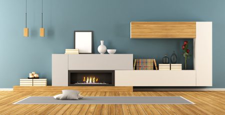 Living room with fireplace