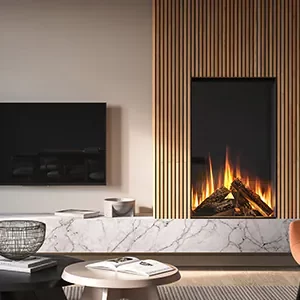 British Fires Knightwood Electric Fireplace with Deluxe Logs - Image 1